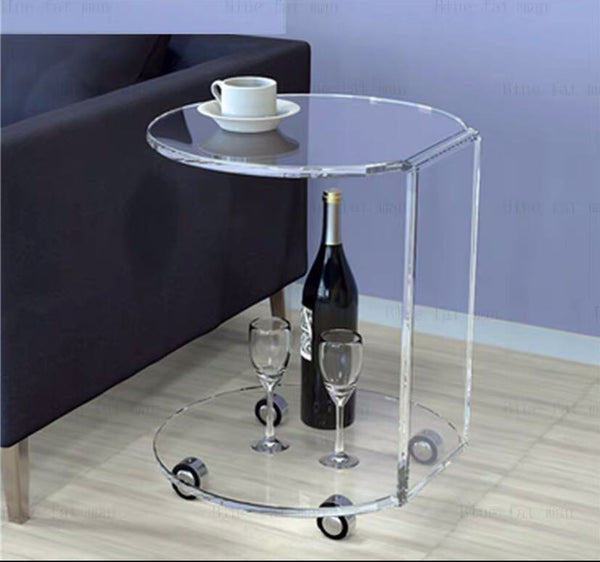 Acrylic C  Side Table On Wheels - 4 Seasons Home Gadgets