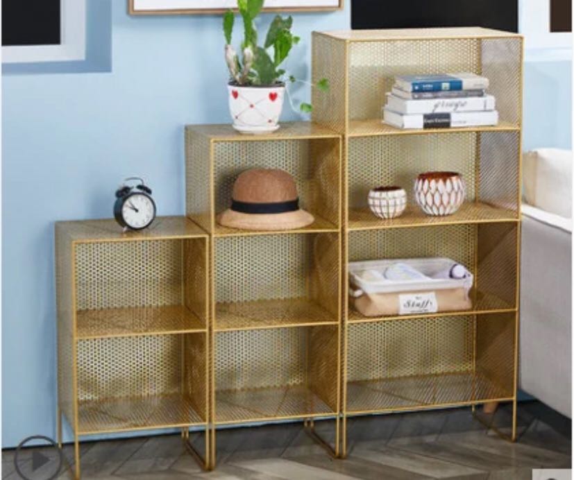 Gold Mesh Storage Shelves - 4 Seasons Home Gadgets