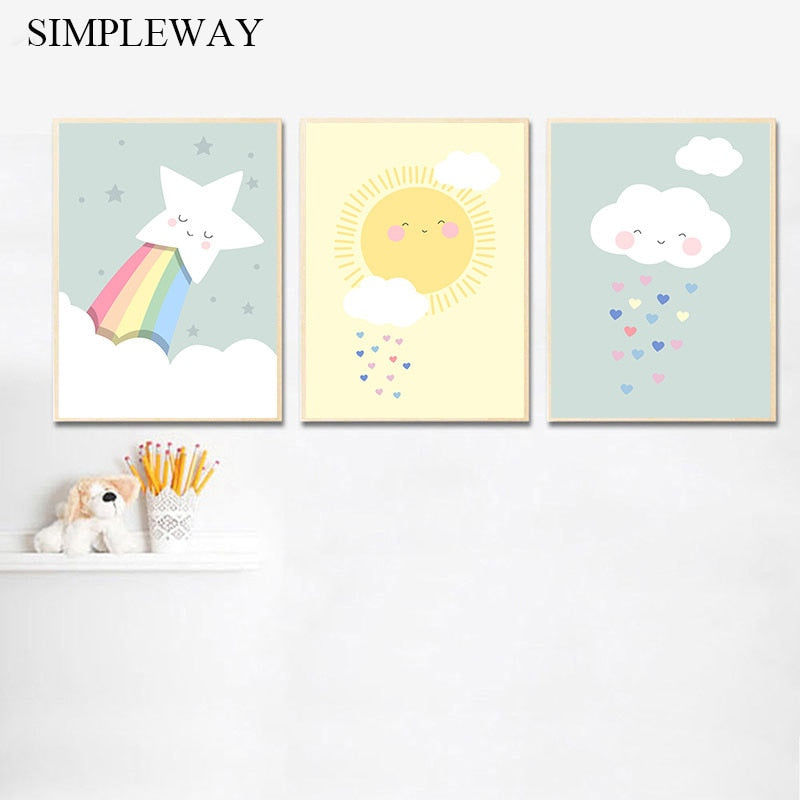 Rainbow Cloud Star Wall Art - 4 Seasons Home Gadgets