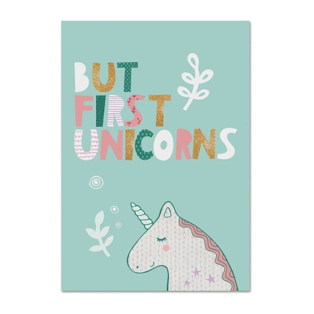 Happy Girls Unicorn Rainbow Wall Art - 4 Seasons Home Gadgets