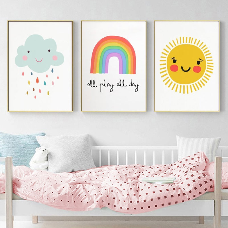 Play All Day On The Rainbow Wall Art Set - 4 Seasons Home Gadgets