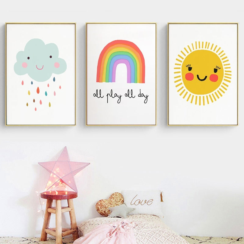 Play All Day On The Rainbow Wall Art Set - 4 Seasons Home Gadgets