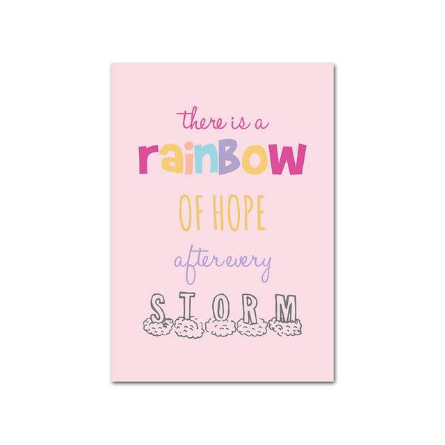 Pink Rainbow Cloud Wall Art  For Girls Bedrooms - 4 Seasons Home Gadgets