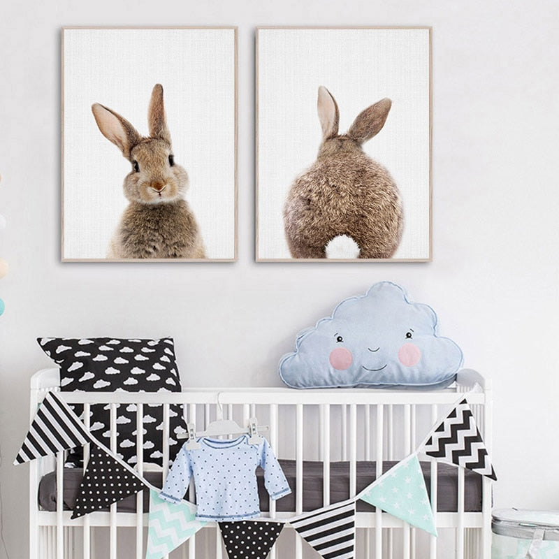 Bunny Elephant Wall Art For Kids - 4 Seasons Home Gadgets