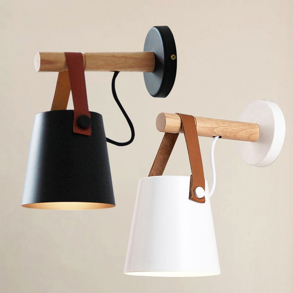 Wooden Leather Hanging Wall Lamp - 4 Seasons Home Gadgets