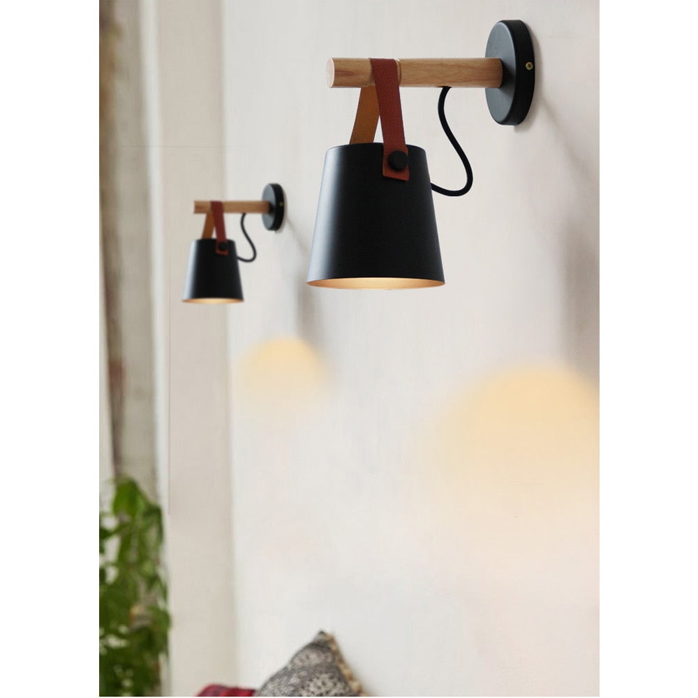 Wooden Leather Hanging Wall Lamp - 4 Seasons Home Gadgets