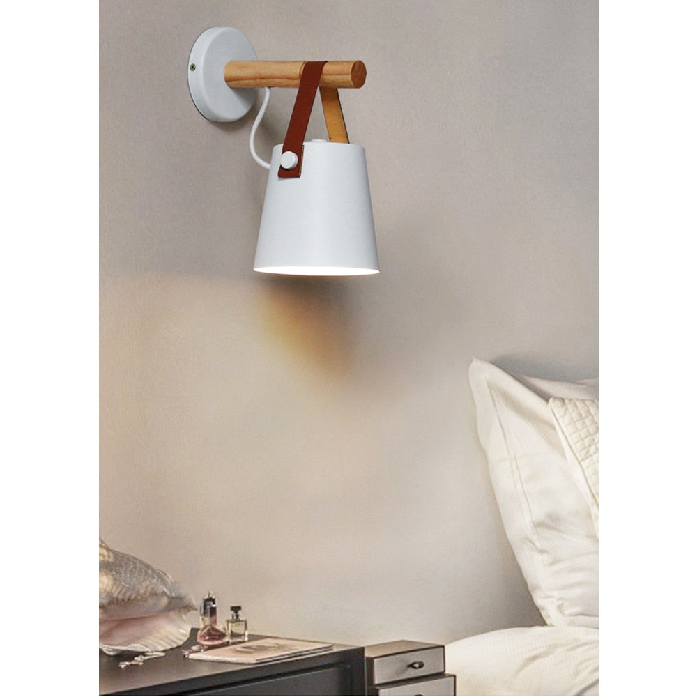 Wooden Leather Hanging Wall Lamp - 4 Seasons Home Gadgets