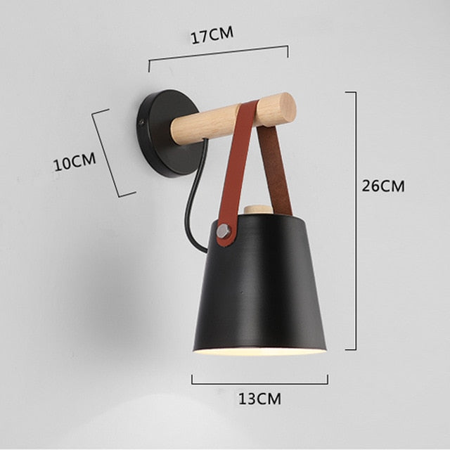 Wooden Leather Hanging Wall Lamp - 4 Seasons Home Gadgets