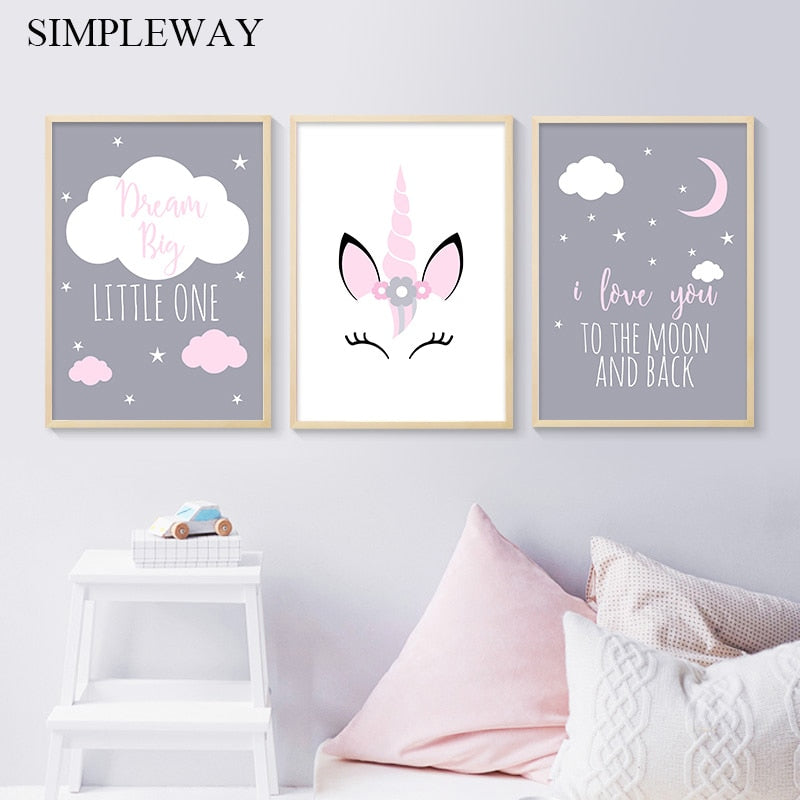 I love You to The Moon Girl Bedroom Wall Art - 4 Seasons Home Gadgets