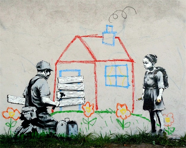 Classic Graffiti By Banksy Wall Art - 4 Seasons Home Gadgets