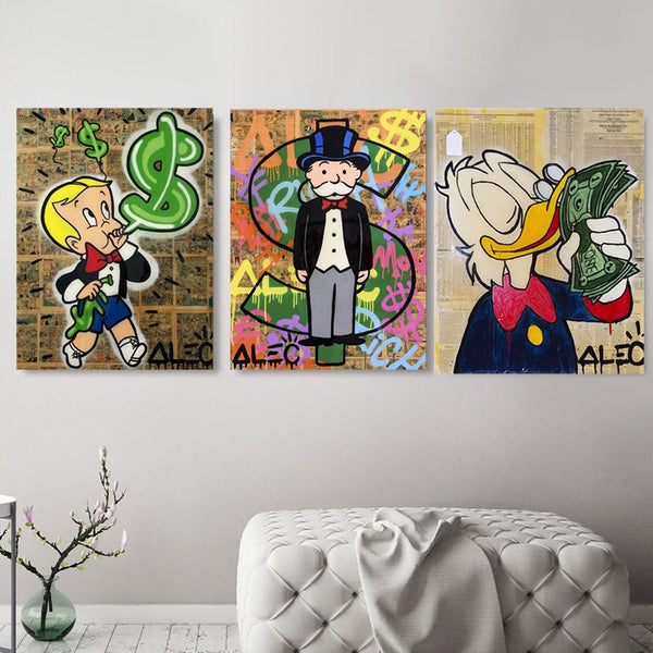 Alec Monopoly Graffiti Prints Wall Art Canvas - 4 Seasons Home Gadgets