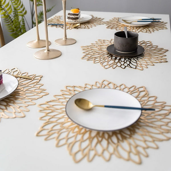 2 Golden Lotus Table Place Mat - 4 Seasons Home Gadgets