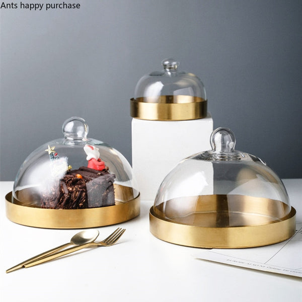 Stylish Glass Dome Cake Tray with Cover - 4 Seasons Home Gadgets