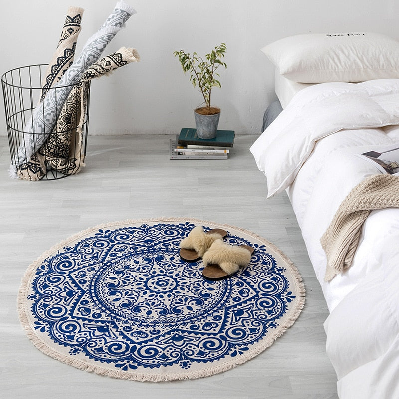 Floral Navy Blue Area Rug - 4 Seasons Home Gadgets