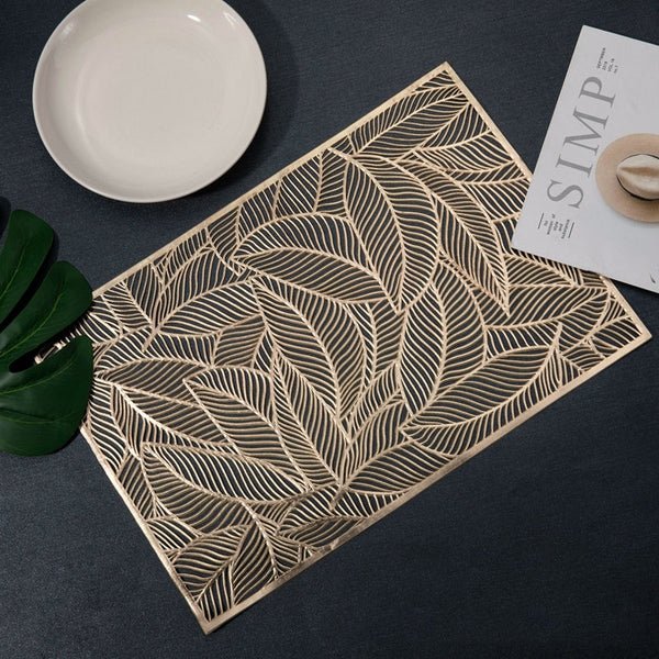 2 Golden Leaf Table Placemats - 4 Seasons Home Gadgets