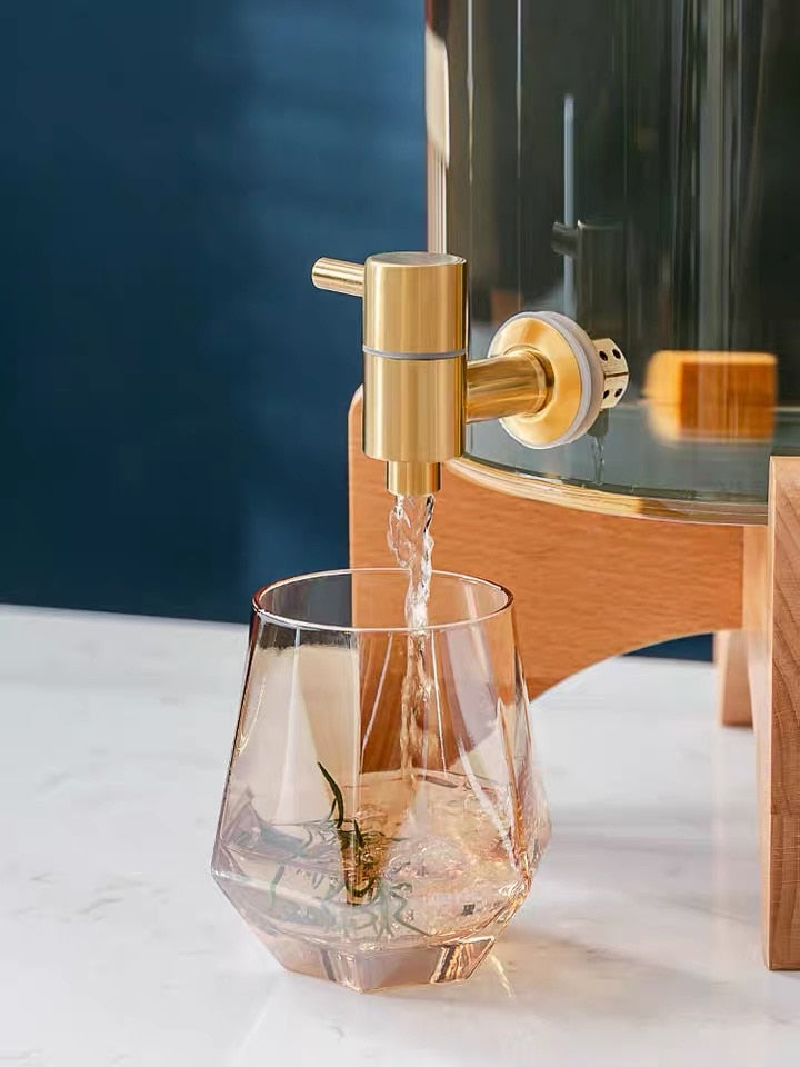 Glass Dispenser With Wood Stand - 4 Seasons Home Gadgets