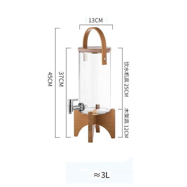 Glass Dispenser With Wood Stand - 4 Seasons Home Gadgets