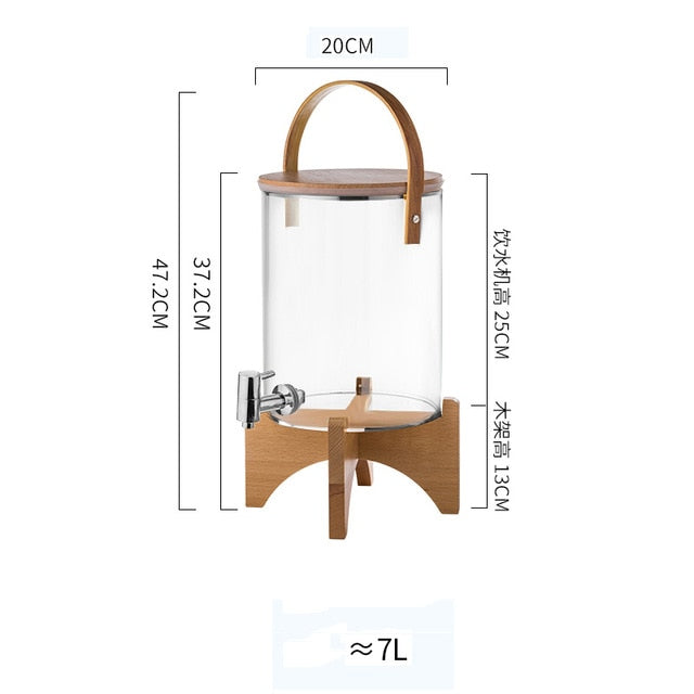 Glass Dispenser With Wood Stand - 4 Seasons Home Gadgets