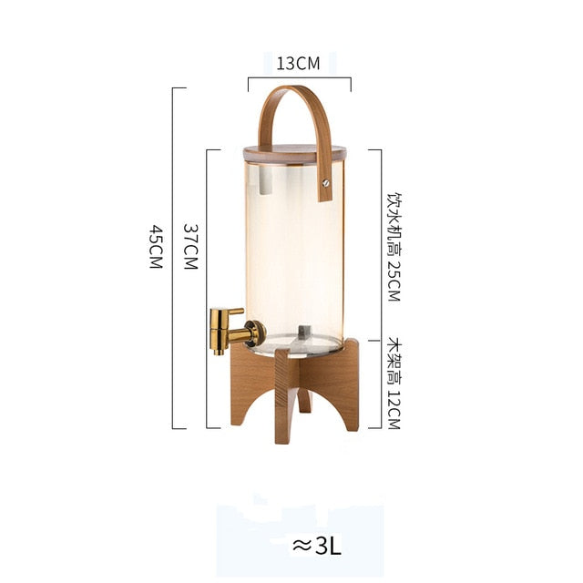 Glass Dispenser With Wood Stand - 4 Seasons Home Gadgets