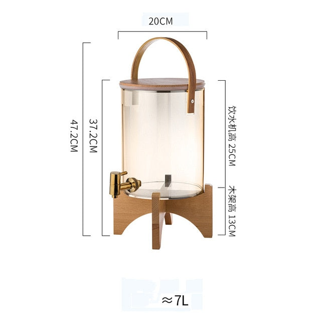 Glass Dispenser With Wood Stand - 4 Seasons Home Gadgets