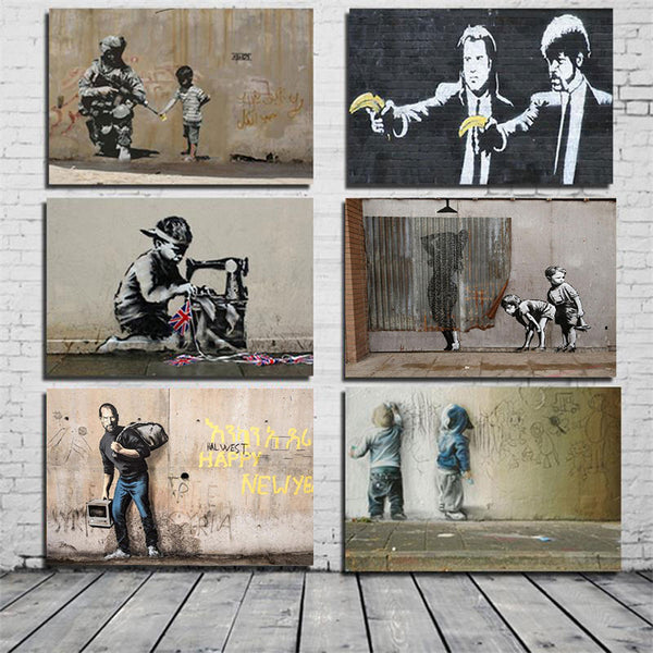 Banksy Poster Graffiti Pop Wall Art Canvas - 4 Seasons Home Gadgets