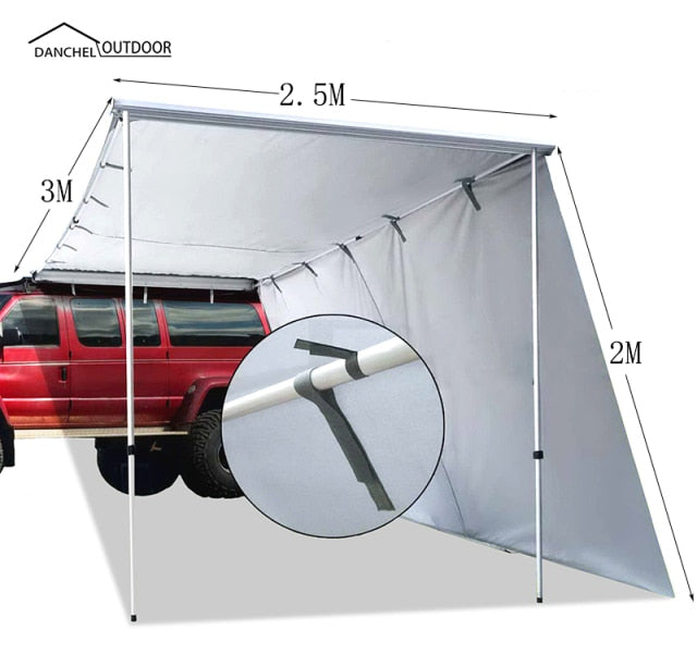 UV Car Side Awning Rooftop Pull Out Tent Shade With Wall Set - 4 Seasons Home Gadgets