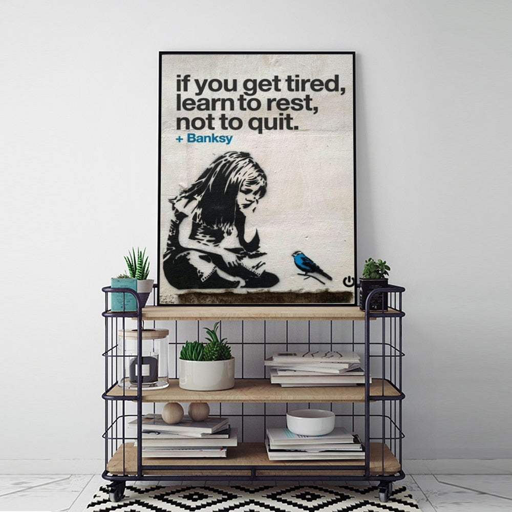 BANKSY Graffiti Street Wise Motivational Quotes Wall Art For Entrepreneur - 4 Seasons Home Gadgets