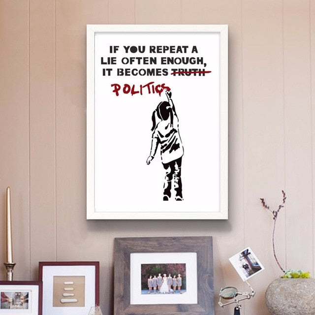 BANKSY Graffiti Street Wise Motivational Quotes Wall Art For Entrepreneur - 4 Seasons Home Gadgets