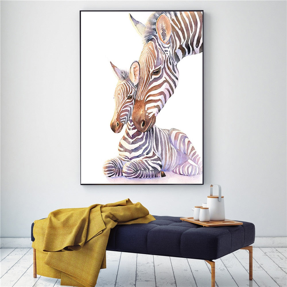 Loving Zebra Mommy & Baby Portrait Wall Art - 4 Seasons Home Gadgets