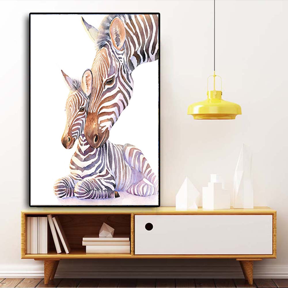 Loving Zebra Mommy & Baby Portrait Wall Art - 4 Seasons Home Gadgets