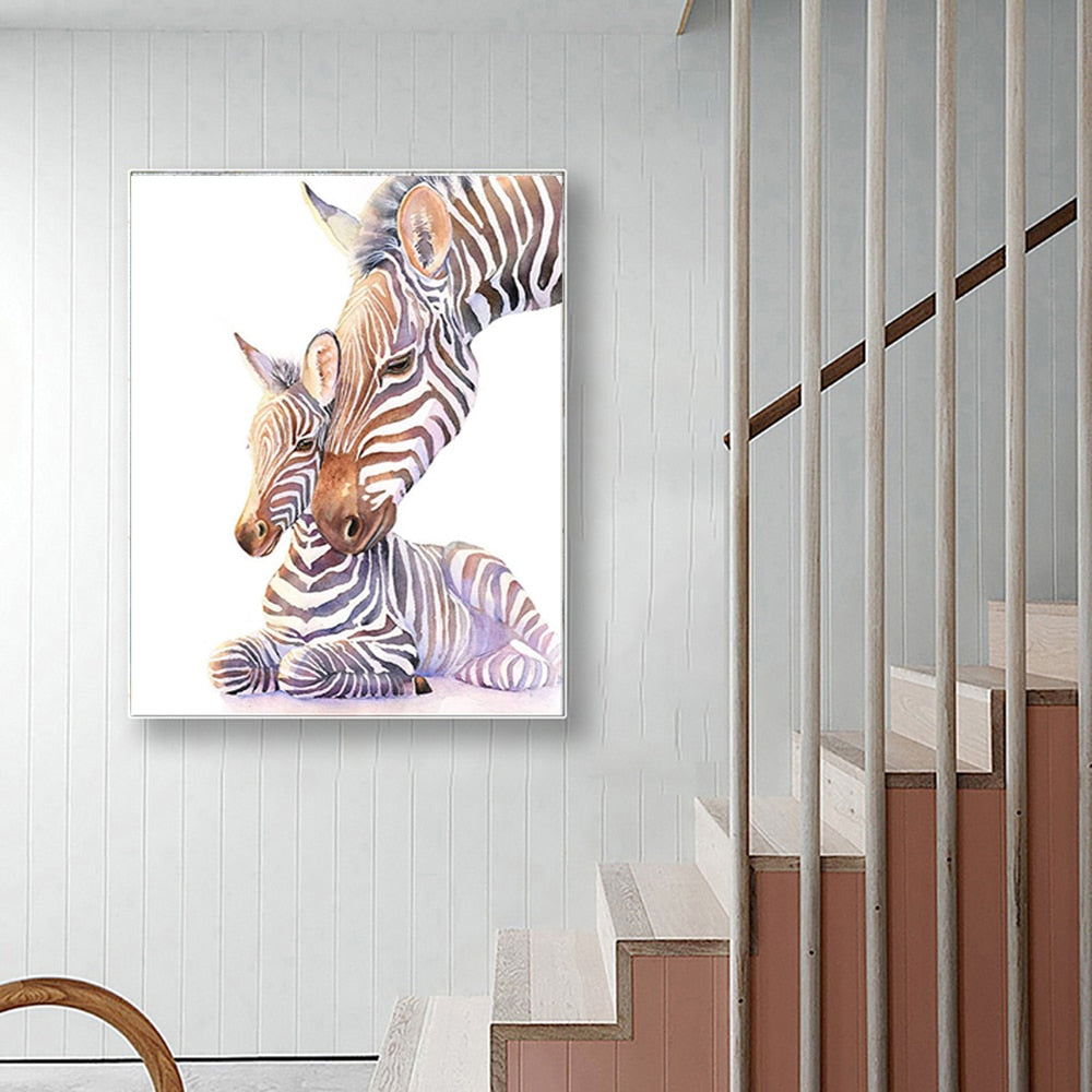 Loving Zebra Mommy & Baby Portrait Wall Art - 4 Seasons Home Gadgets