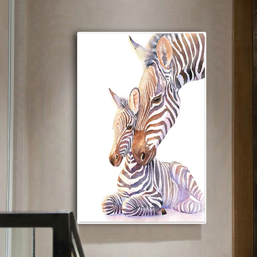 Loving Zebra Mommy & Baby Portrait Wall Art - 4 Seasons Home Gadgets