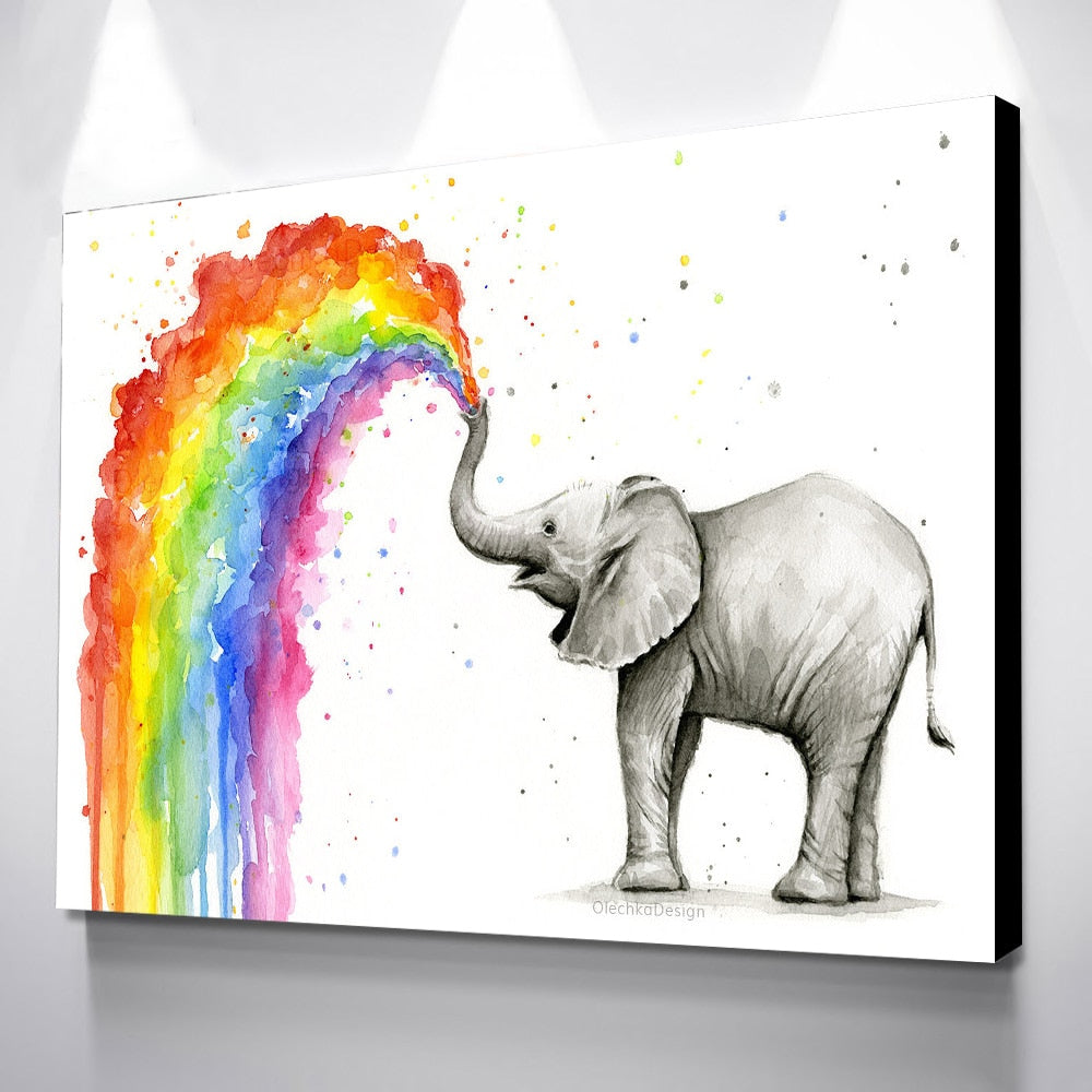 Elephant Rainbow Rain Breeze Wall Art - 4 Seasons Home Gadgets