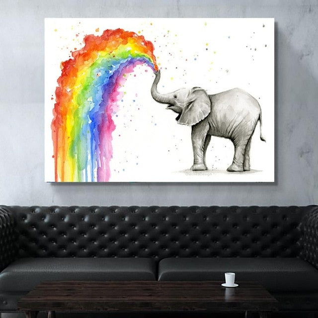 Elephant Rainbow Rain Breeze Wall Art - 4 Seasons Home Gadgets