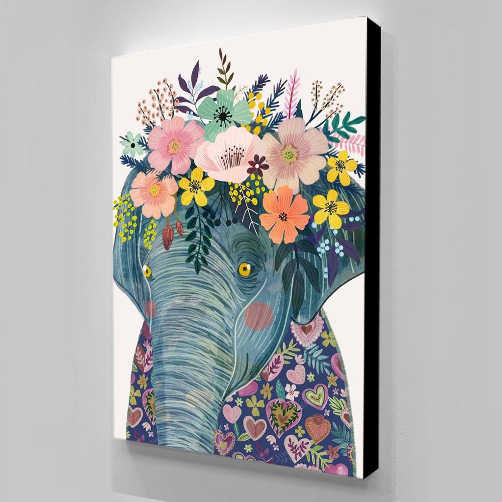 Beautiful Elephant Portrait In Floral Wall Art - 4 Seasons Home Gadgets