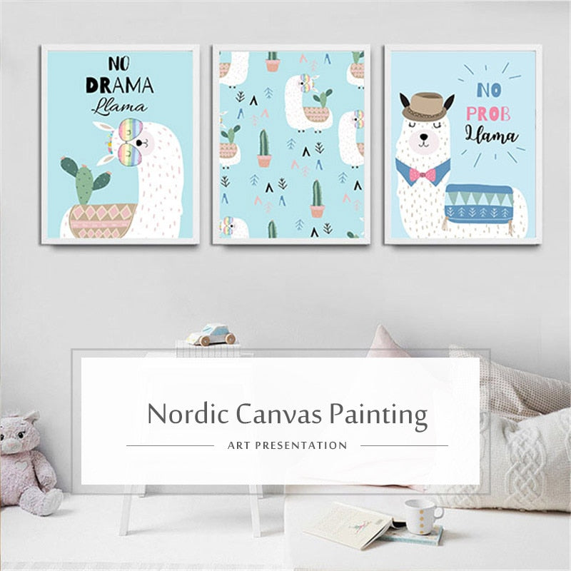 Cute Alpaca Wall Art - 4 Seasons Home Gadgets