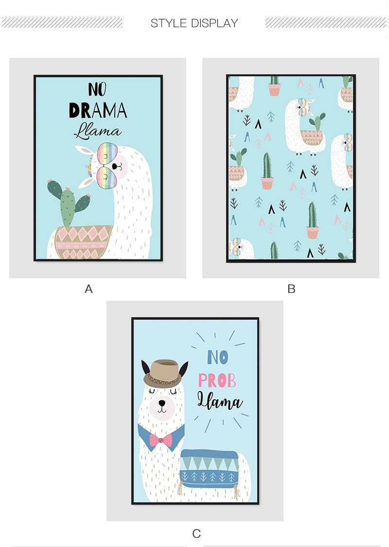 Cute Alpaca Wall Art - 4 Seasons Home Gadgets