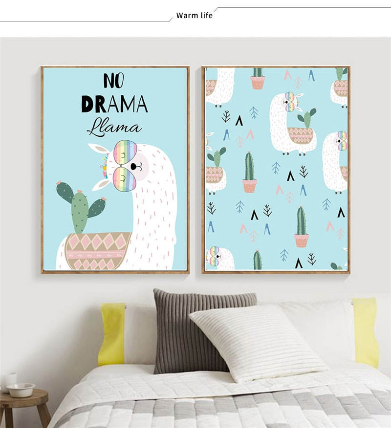 Cute Alpaca Wall Art - 4 Seasons Home Gadgets