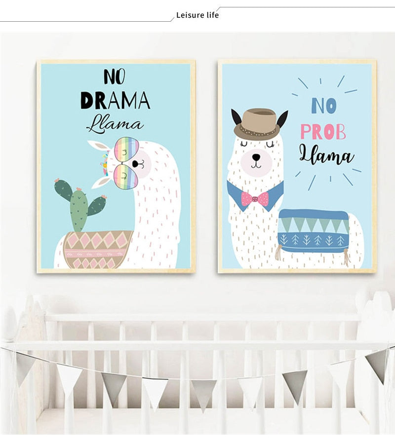 Cute Alpaca Wall Art - 4 Seasons Home Gadgets