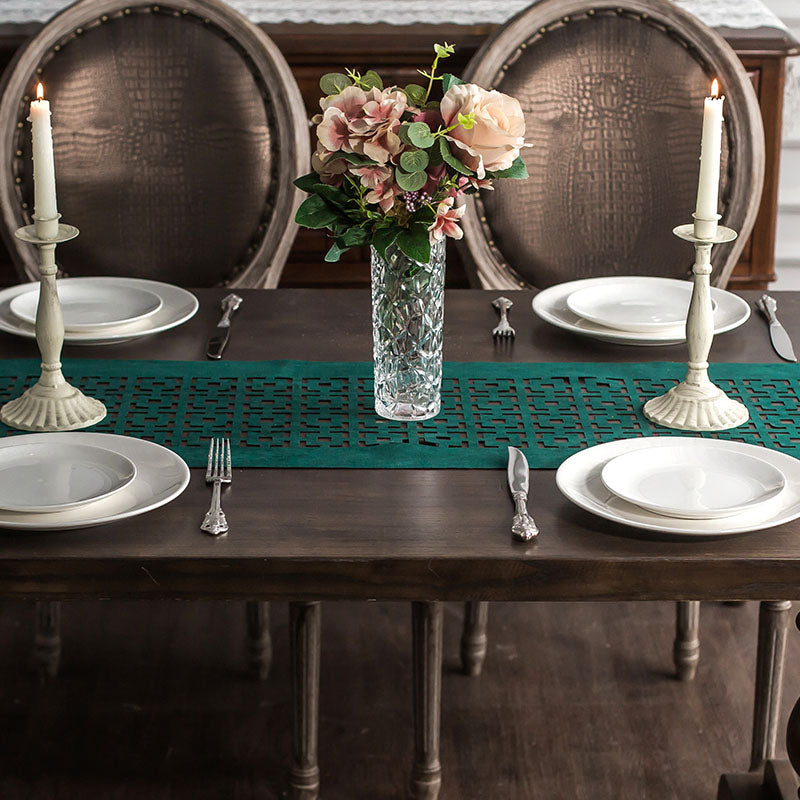 Boston Green Velvet Table Runner - 4 Seasons Home Gadgets