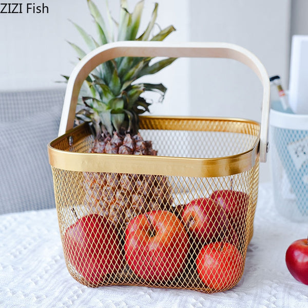 Gold Storage Basket - 4 Seasons Home Gadgets