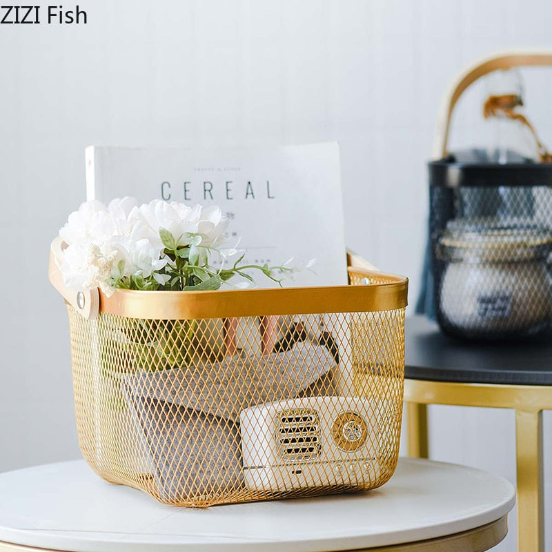 Gold Storage Basket - 4 Seasons Home Gadgets