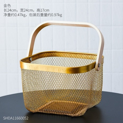 Gold Storage Basket - 4 Seasons Home Gadgets