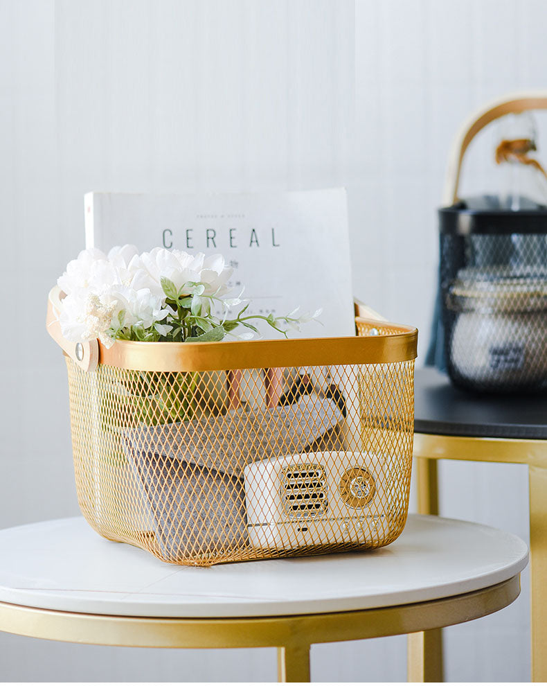 Gold Storage Basket - 4 Seasons Home Gadgets