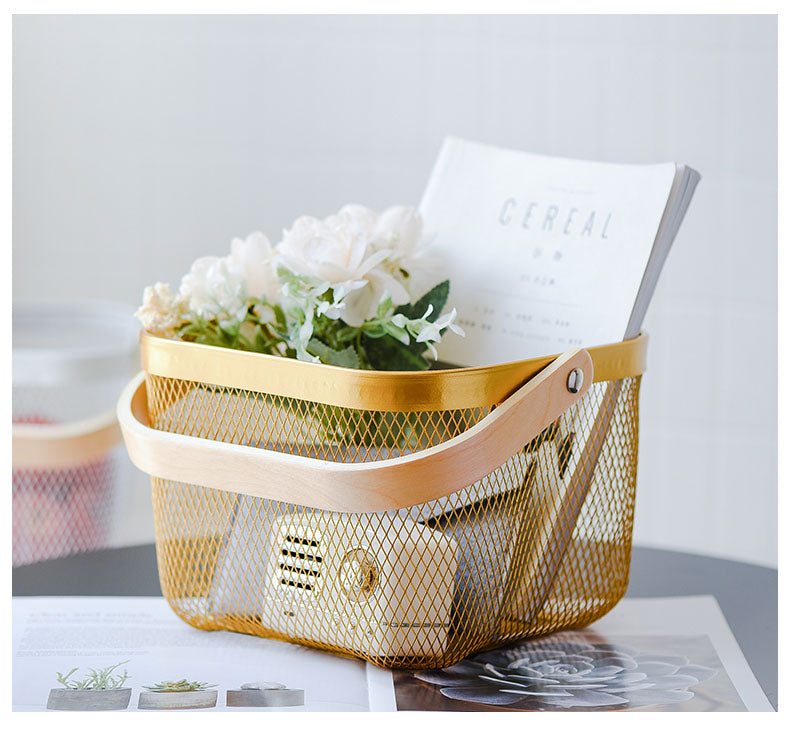 Gold Storage Basket - 4 Seasons Home Gadgets