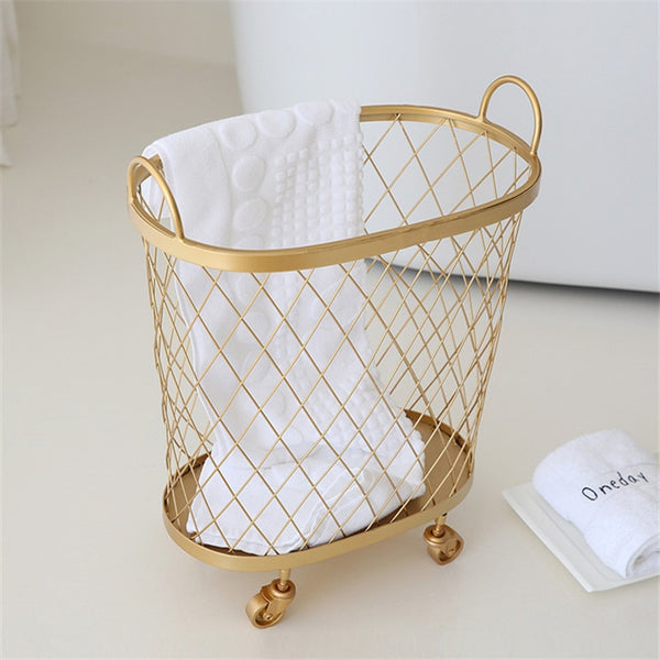 Golden Rolling Storage Basket - 4 Seasons Home Gadgets