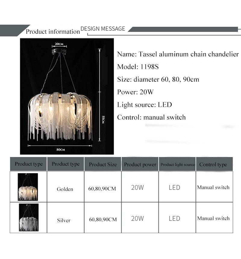 Tassel Chain Chandelier - 4 Seasons Home Gadgets