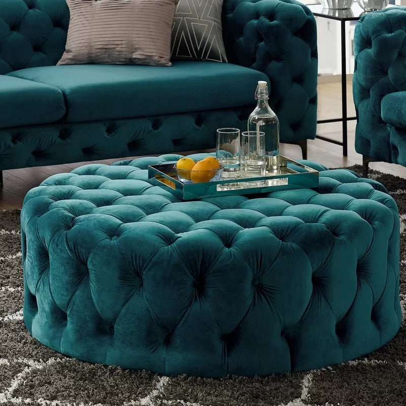 Round Velvet Ottoman Sofa Bench - 4 Seasons Home Gadgets