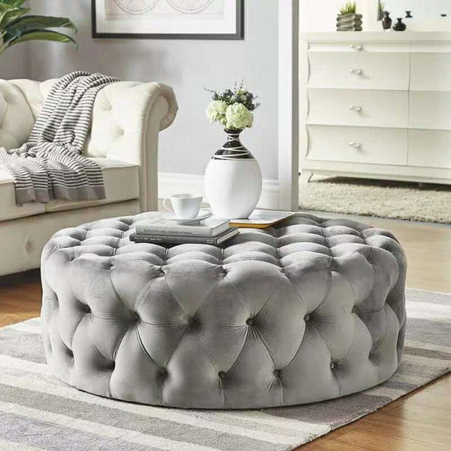 Round Velvet Ottoman Sofa Bench - 4 Seasons Home Gadgets