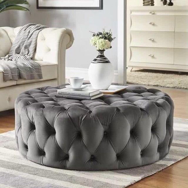 Round Velvet Ottoman Sofa Bench - 4 Seasons Home Gadgets